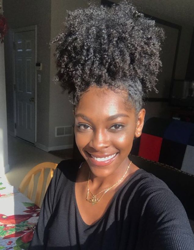 Pineapple puff school hairstyle for natural 4C hair