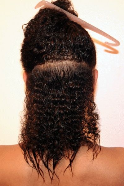 Close-up of healthy ends on transitioning hair