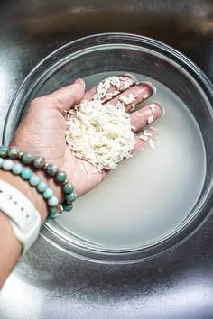 Rice water for 4C hair being prepared as a rinse