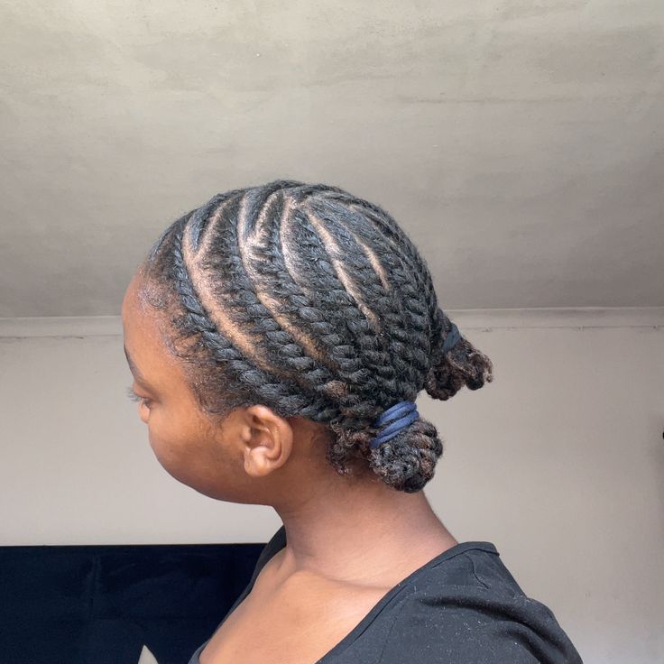 Side flat twist hairstyle for natural 4C hair