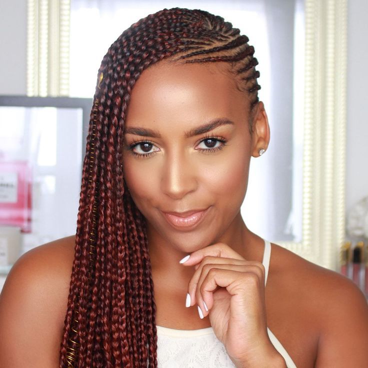 Side-swept braided protective hairstyle