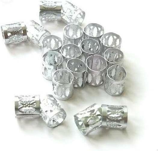 Natural braids decorated with silver hair cuffs