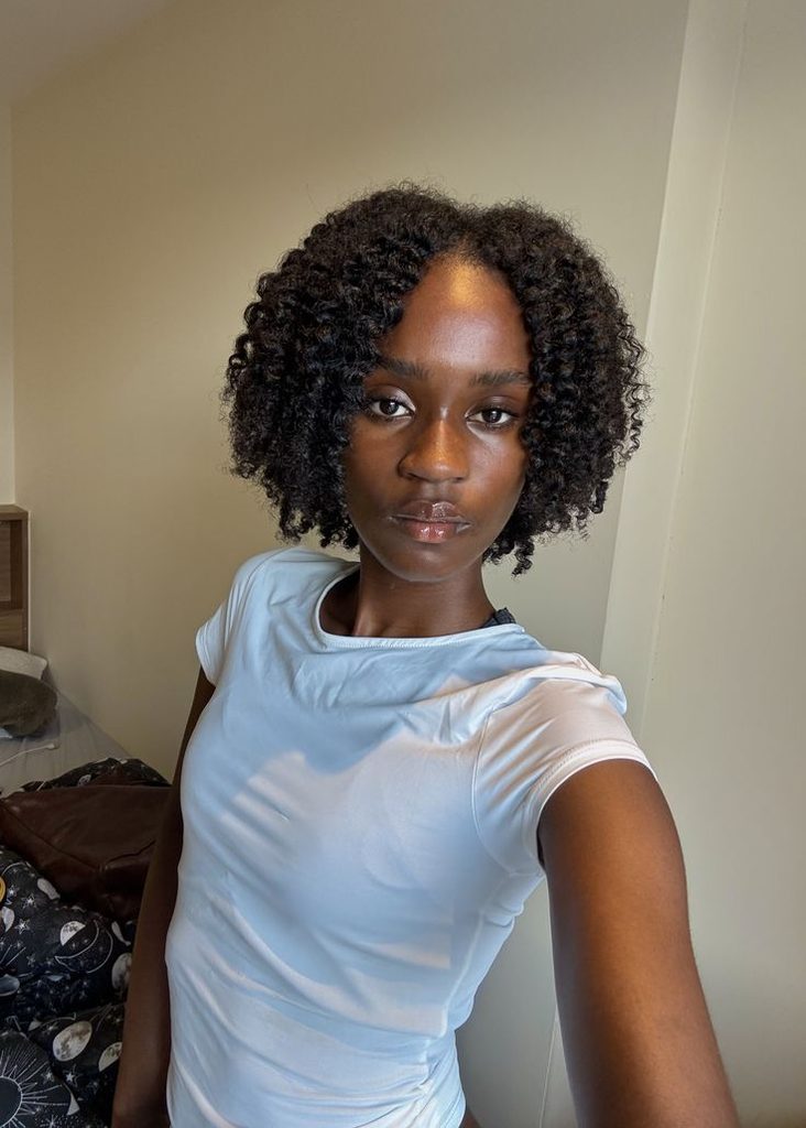 Soft romantic twist-out with loose natural curls