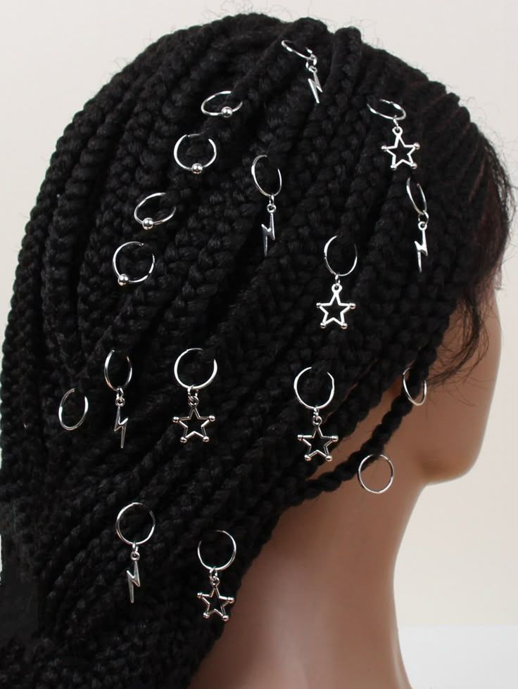 Natural braids decorated with star hair charms