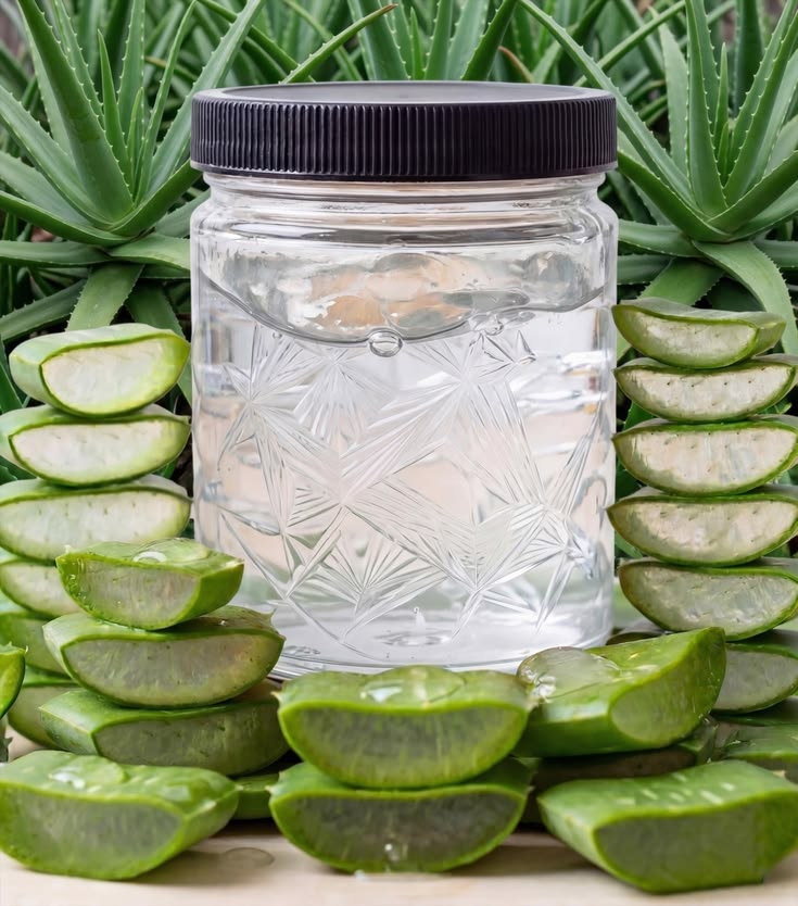 Fresh aloe vera gel prepared for natural hair treatment