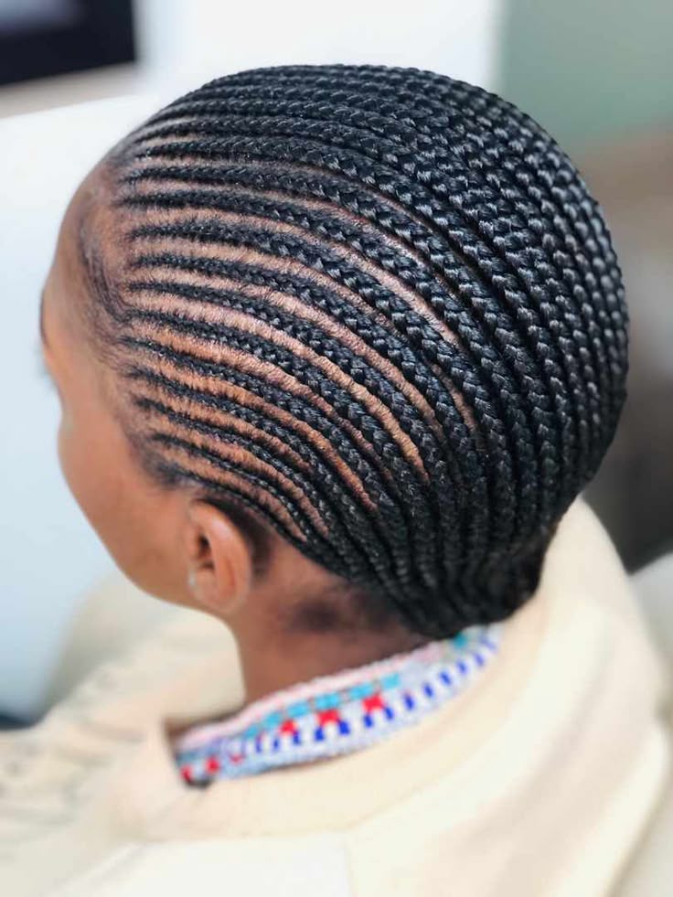 Straight-back cornrows protective style