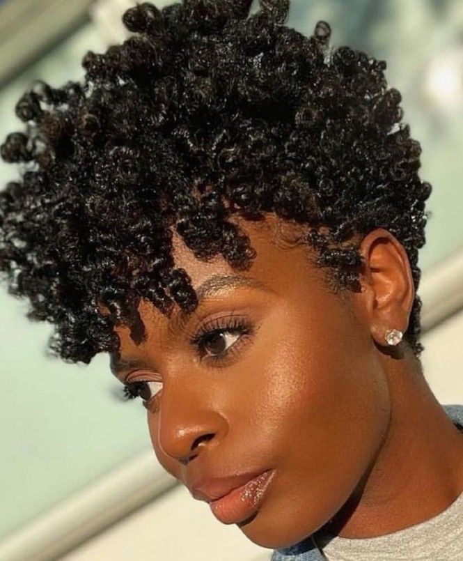 Short tapered natural hair styled with a twist-out