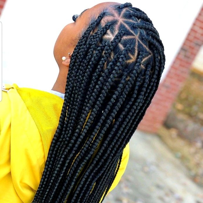 Triangle box braids natural hairstyle