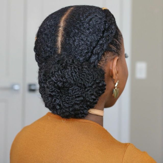 Soft chignon made from natural twist-out hair
