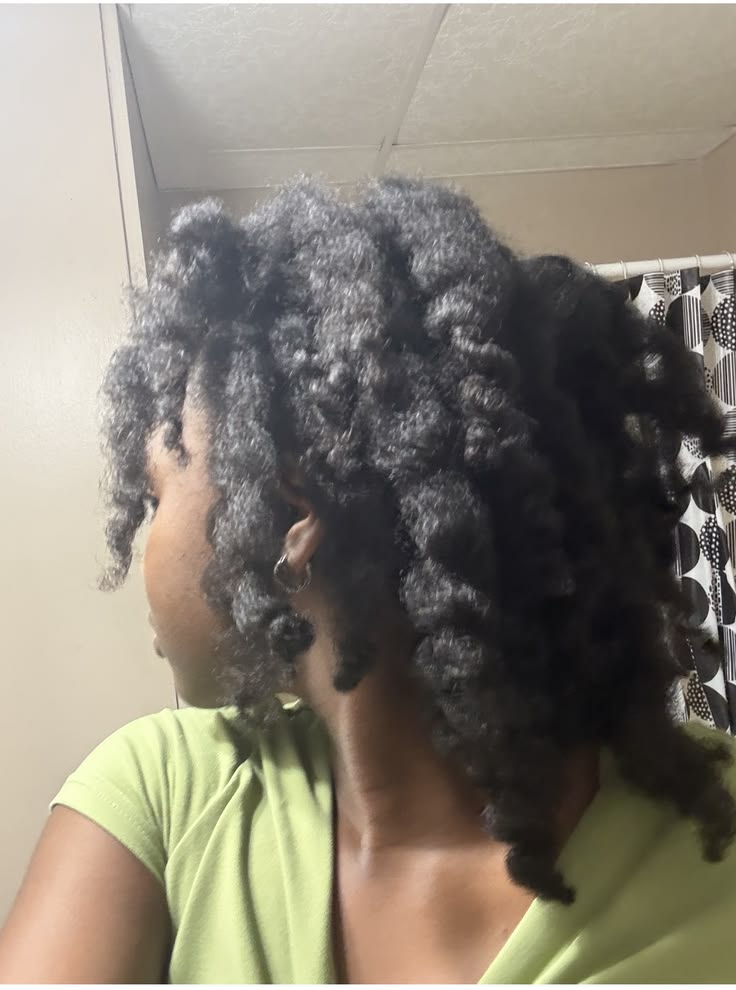 Defined twist-out on transitioning natural hair with two textures